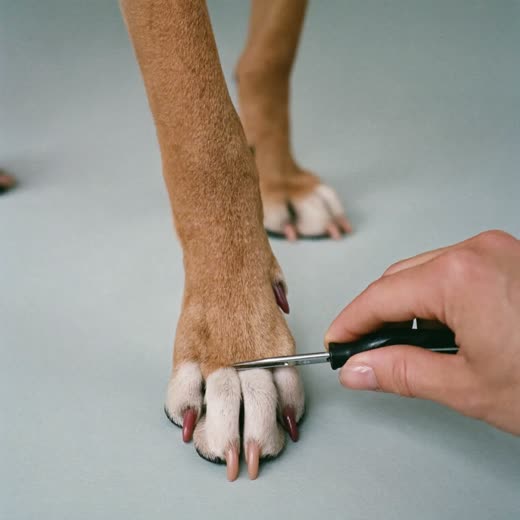 A dog's paw held gently while its nails are clipped